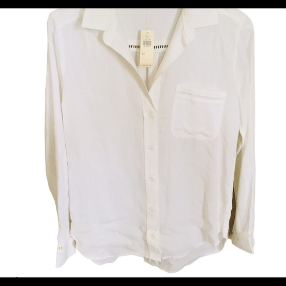 NWT ANTHROPOLOGIE CLOTH & STONE Landry Eyelet Button Down Shirt White Size XS - Picture 8 of 13